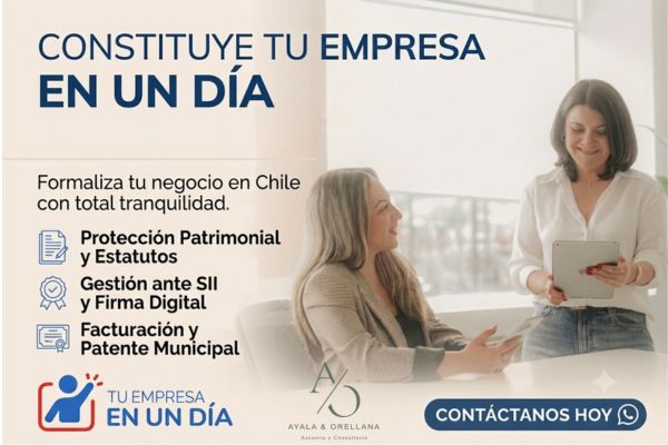 Tu empresa en un día. Gestión ante el sii, protección patrimonial, facturación y patente municipal. contáctanos somos AO Asesorías